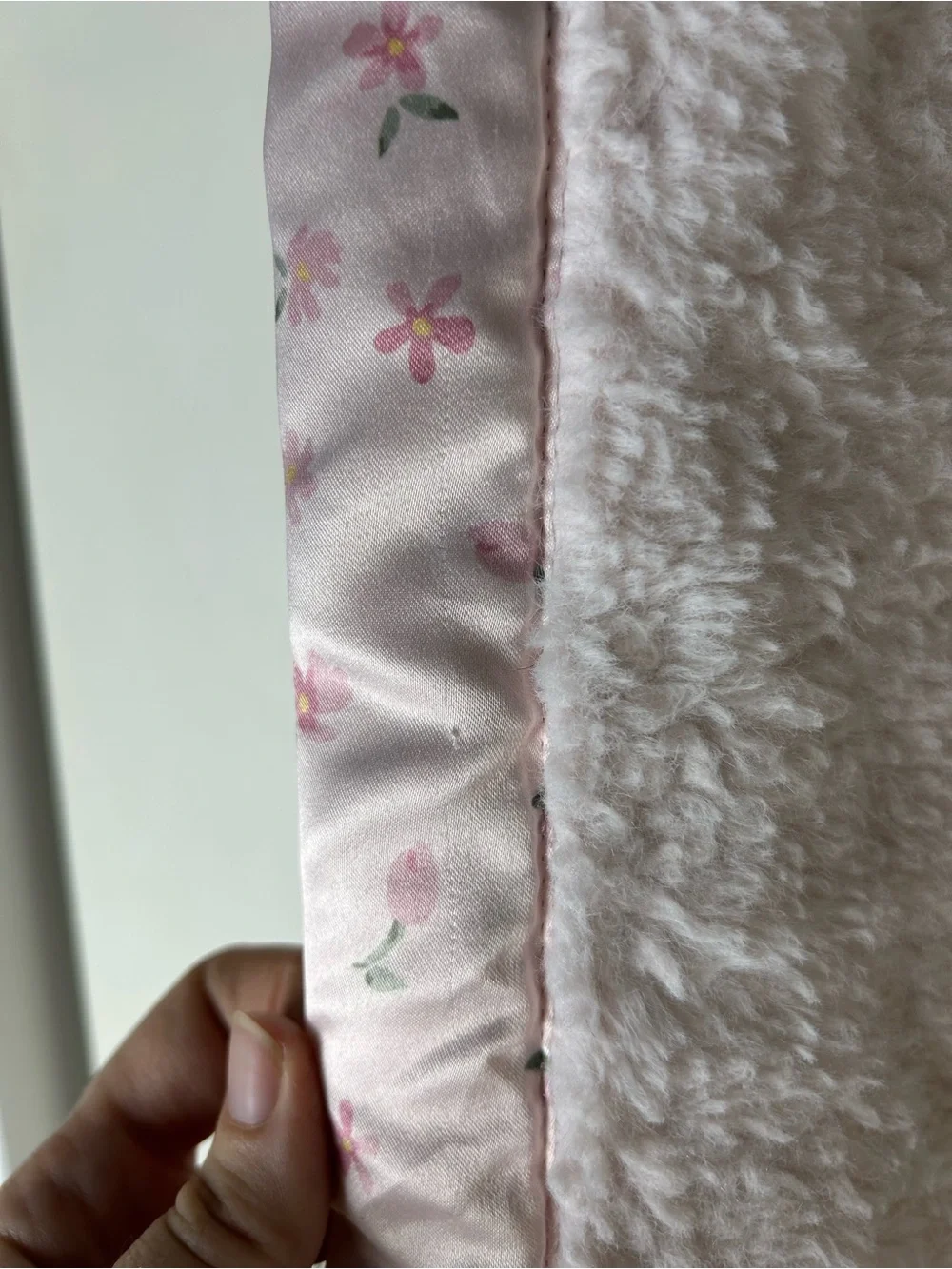 Modern Moments by Gerber Pink Floral Baby Blanket Satin Silky Edge Trim Flower